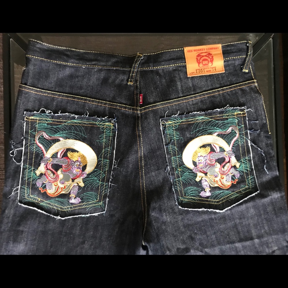 Embroidered Black Jeans